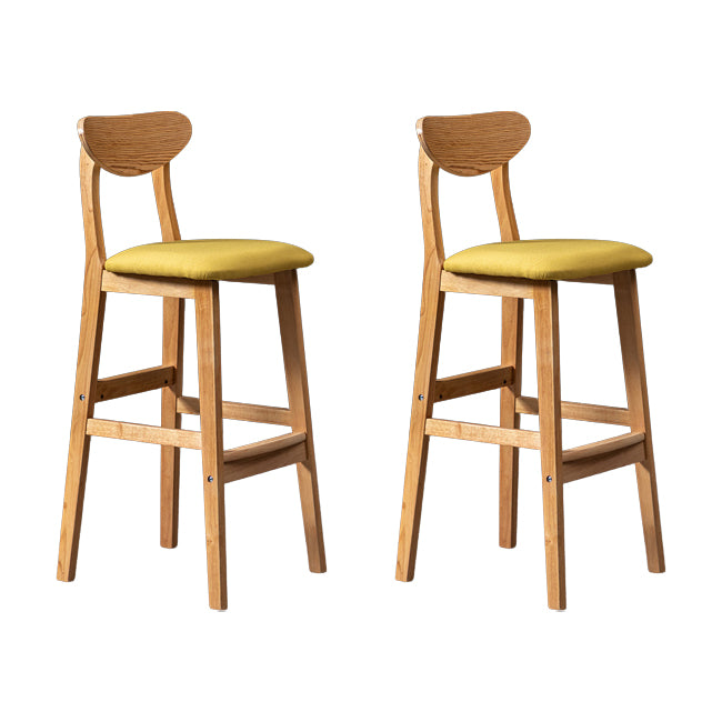 Scandinavian Wood Stool Rectangle Seat Upholstered Counter Stool