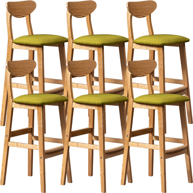 Scandinavian Wood Stool Rectangle Seat Upholstered Counter Stool