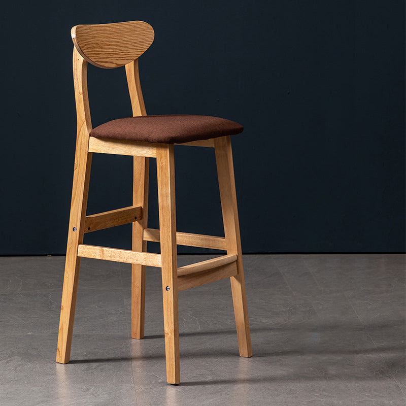 Scandinavian Wood Stool Rectangle Seat Upholstered Counter Stool