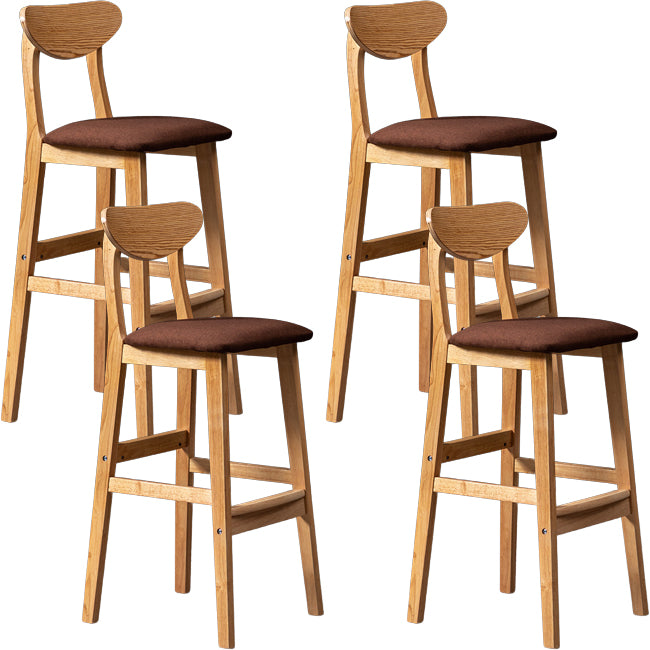Scandinavian Wood Stool Rectangle Seat Upholstered Counter Stool