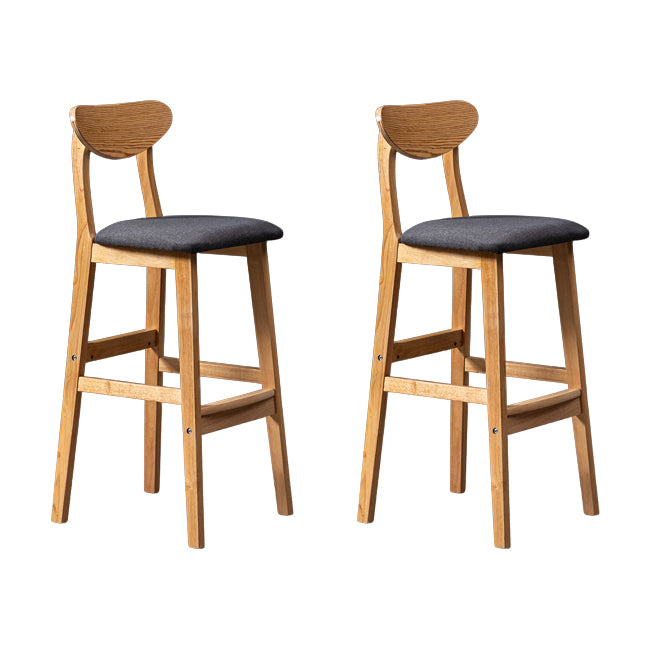 Scandinavian Wood Stool Rectangle Seat Upholstered Counter Stool