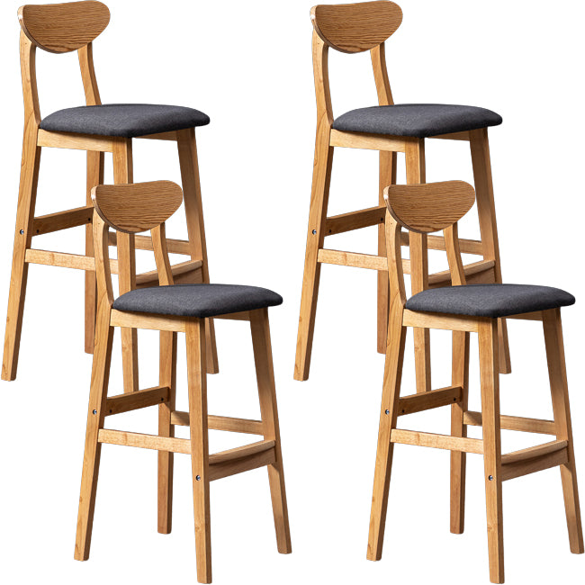 Scandinavian Wood Stool Rectangle Seat Upholstered Counter Stool