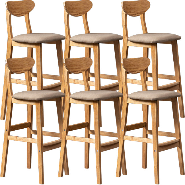 Scandinavian Wood Stool Rectangle Seat Upholstered Counter Stool