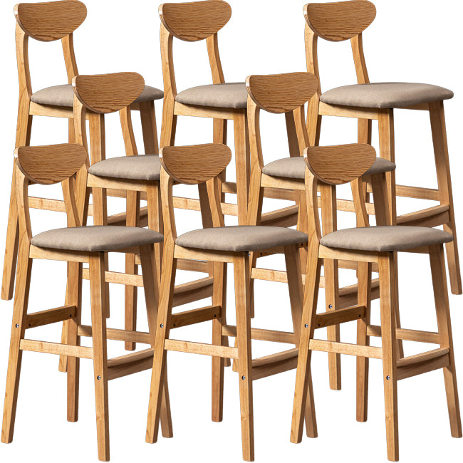 Scandinavian Wood Stool Rectangle Seat Upholstered Counter Stool