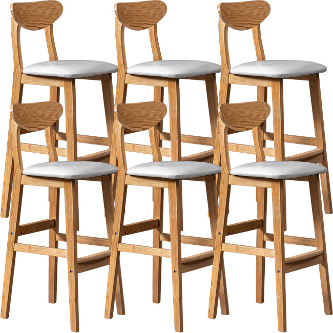 Scandinavian Wood Stool Rectangle Seat Upholstered Counter Stool