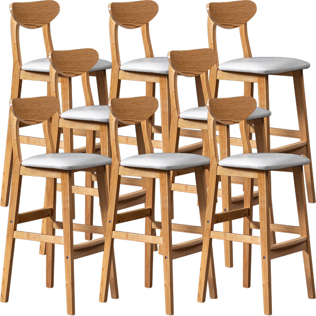 Scandinavian Wood Stool Rectangle Seat Upholstered Counter Stool