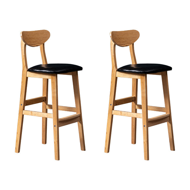 Scandinavian Wood Stool Rectangle Seat Upholstered Counter Stool