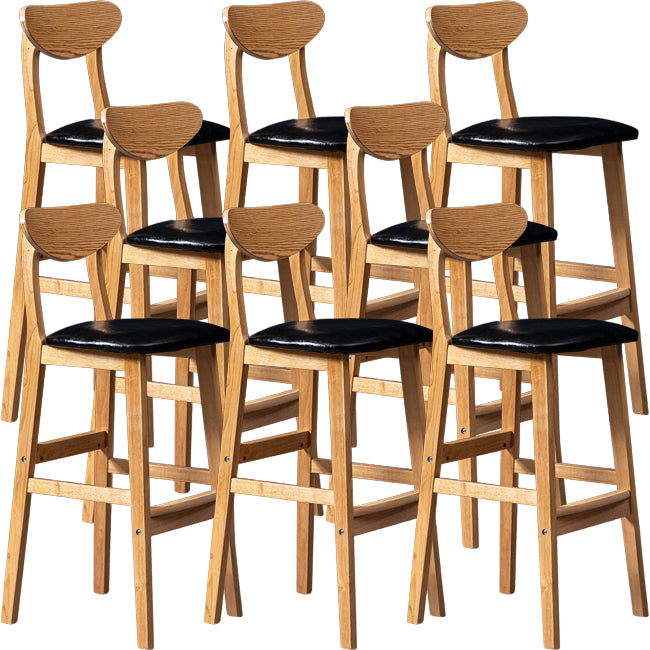 Scandinavian Wood Stool Rectangle Seat Upholstered Counter Stool