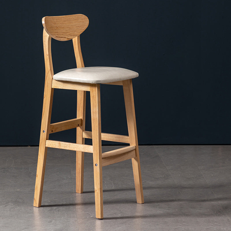 Scandinavian Wood Stool Rectangle Seat Upholstered Counter Stool