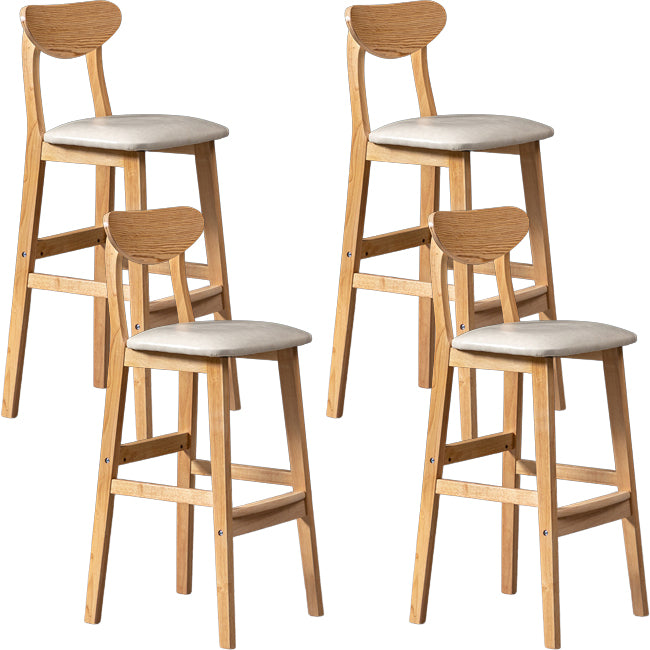 Scandinavian Wood Stool Rectangle Seat Upholstered Counter Stool