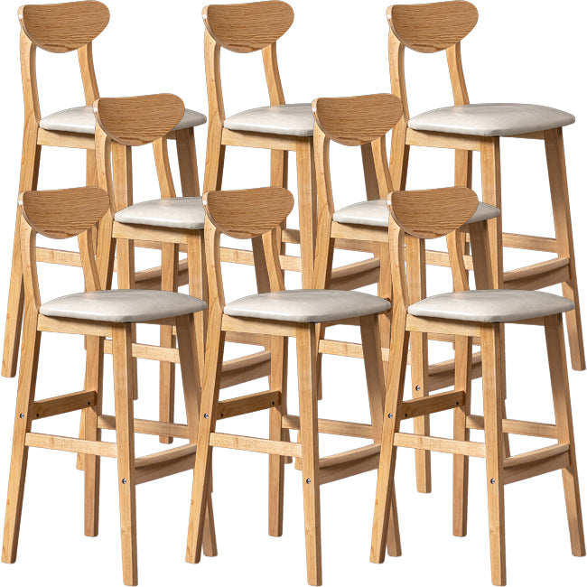 Scandinavian Wood Stool Rectangle Seat Upholstered Counter Stool