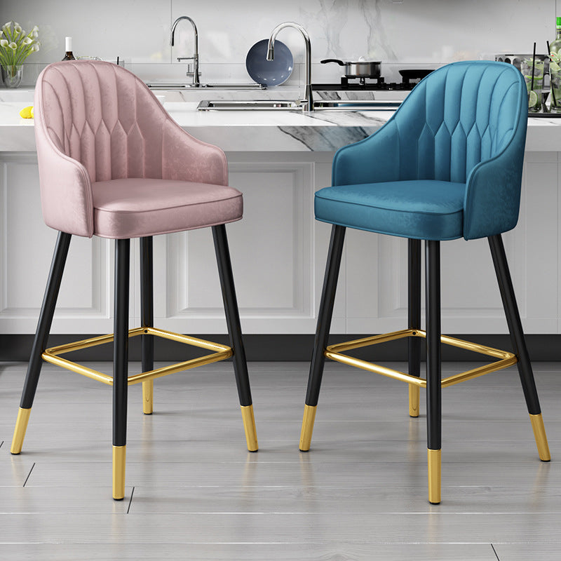 Glam Metal Barstool Faux Leather Kitchen Counter Stool in Matte Finish with 4 Legs
