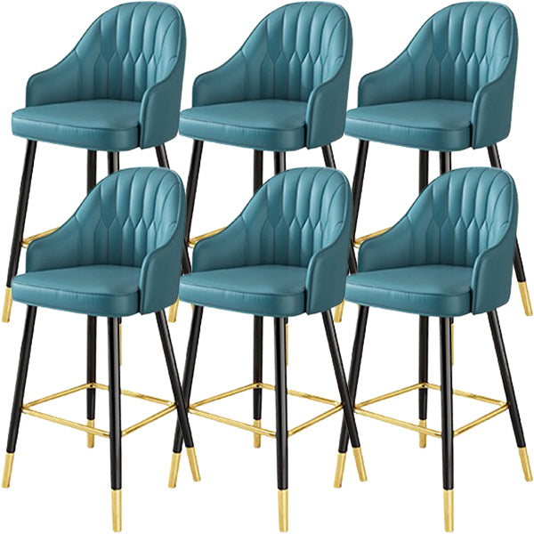 Glam Metal Barstool Faux Leather Kitchen Counter Stool in Matte Finish with 4 Legs