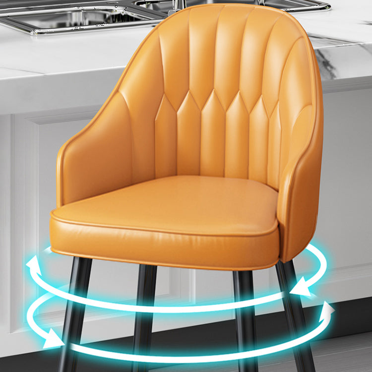 Glam Metal Barstool Faux Leather Kitchen Counter Stool in Matte Finish with 4 Legs