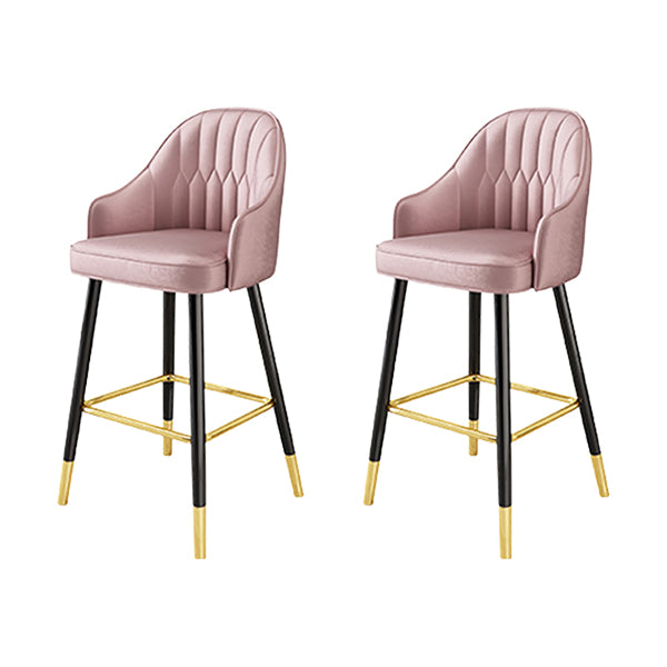 Glam Metal Barstool Faux Leather Kitchen Counter Stool in Matte Finish with 4 Legs