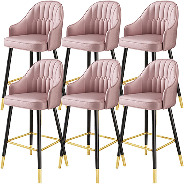 Glam Metal Barstool Faux Leather Kitchen Counter Stool in Matte Finish with 4 Legs