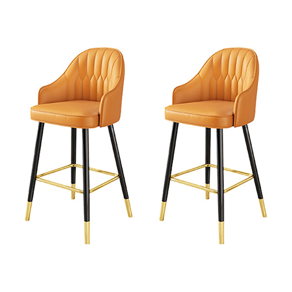 Glam Metal Barstool Faux Leather Kitchen Counter Stool in Matte Finish with 4 Legs