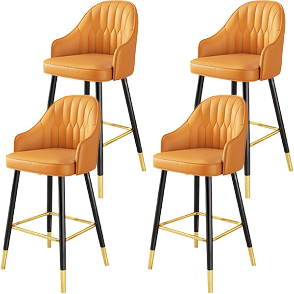 Glam Metal Barstool Faux Leather Kitchen Counter Stool in Matte Finish with 4 Legs