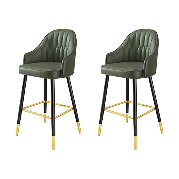 Glam Metal Barstool Faux Leather Kitchen Counter Stool in Matte Finish with 4 Legs