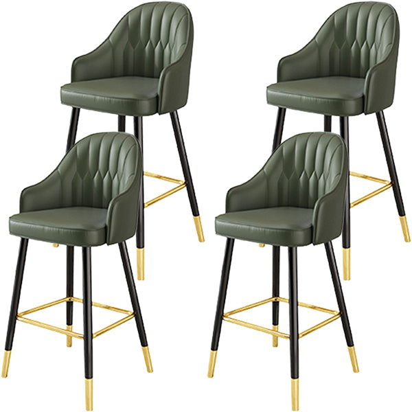 Glam Metal Barstool Faux Leather Kitchen Counter Stool in Matte Finish with 4 Legs