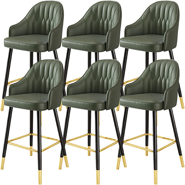 Glam Metal Barstool Faux Leather Kitchen Counter Stool in Matte Finish with 4 Legs