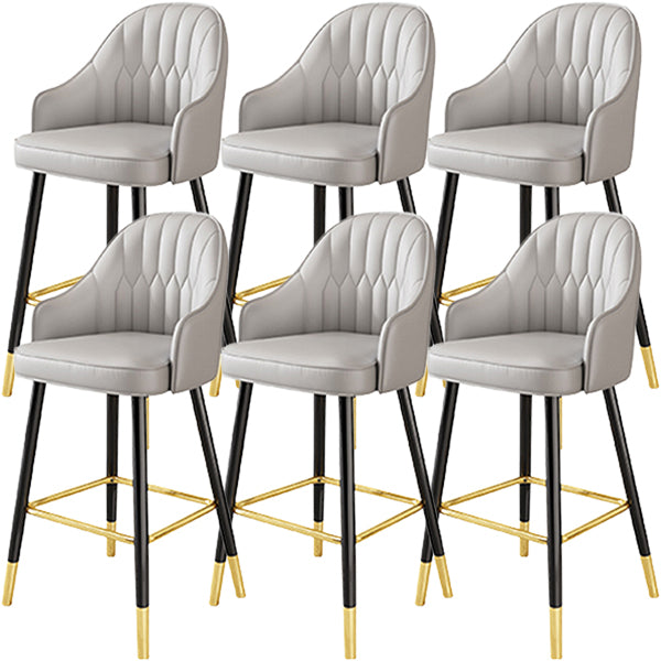 Glam Metal Barstool Faux Leather Kitchen Counter Stool in Matte Finish with 4 Legs