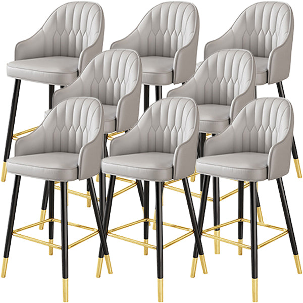 Glam Metal Barstool Faux Leather Kitchen Counter Stool in Matte Finish with 4 Legs