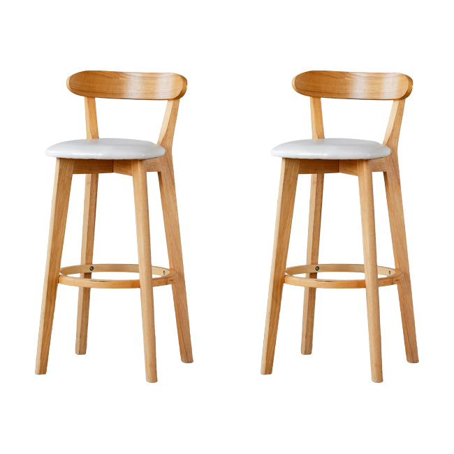 Scandinavian Wood Stool Fabric Upholstered Rectangle Seat Counter Stool in Matte Finish