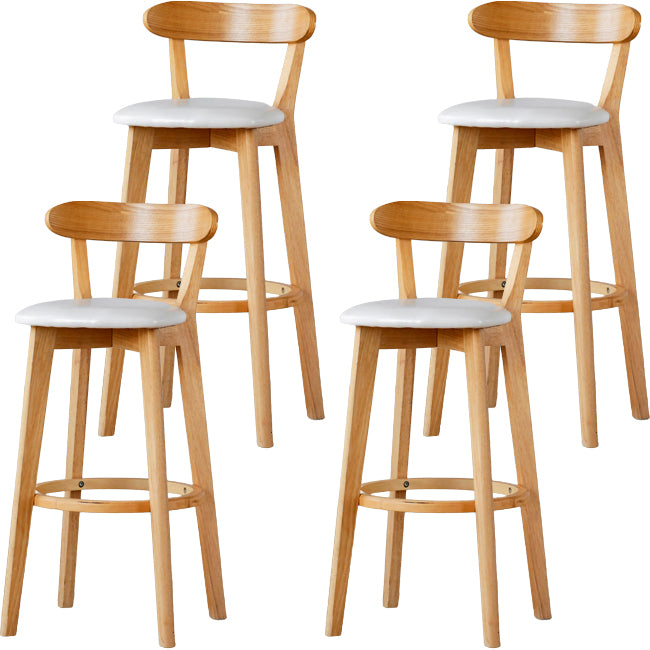 Scandinavian Wood Stool Fabric Upholstered Rectangle Seat Counter Stool in Matte Finish