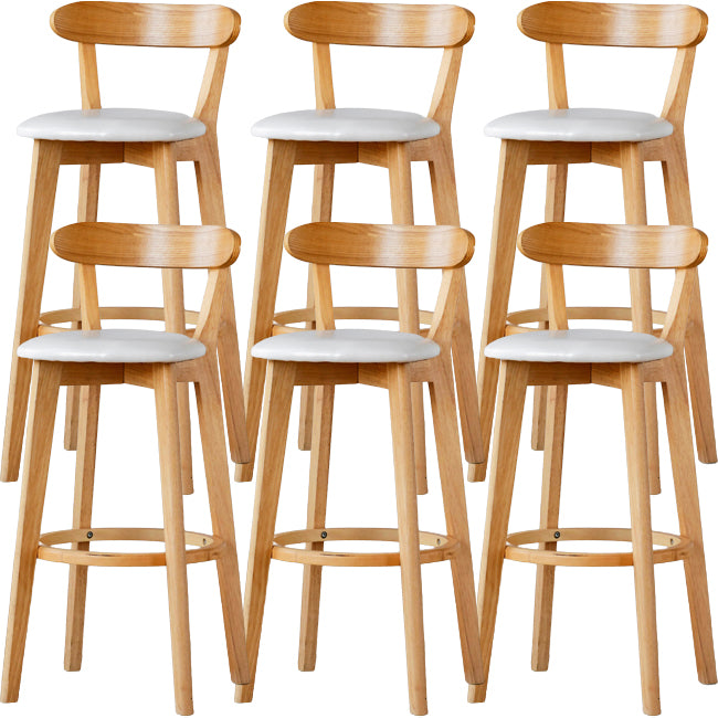 Scandinavian Wood Stool Fabric Upholstered Rectangle Seat Counter Stool in Matte Finish