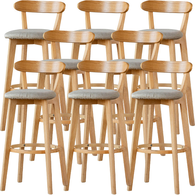 Scandinavian Wood Stool Fabric Upholstered Rectangle Seat Counter Stool in Matte Finish