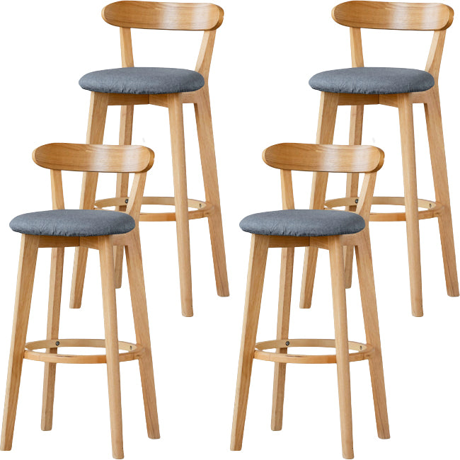 Scandinavian Wood Stool Fabric Upholstered Rectangle Seat Counter Stool in Matte Finish