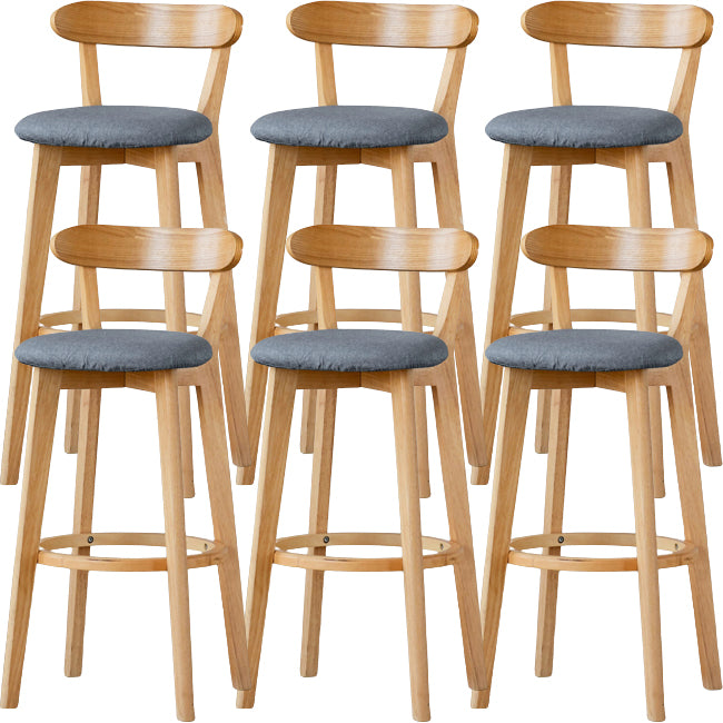 Scandinavian Wood Stool Fabric Upholstered Rectangle Seat Counter Stool in Matte Finish