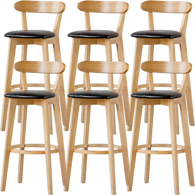 Scandinavian Wood Stool Fabric Upholstered Rectangle Seat Counter Stool in Matte Finish