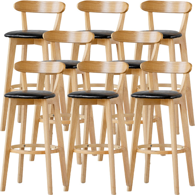 Scandinavian Wood Stool Fabric Upholstered Rectangle Seat Counter Stool in Matte Finish