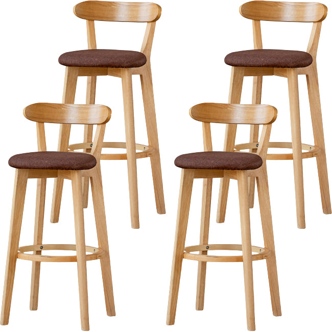 Scandinavian Wood Stool Fabric Upholstered Rectangle Seat Counter Stool in Matte Finish