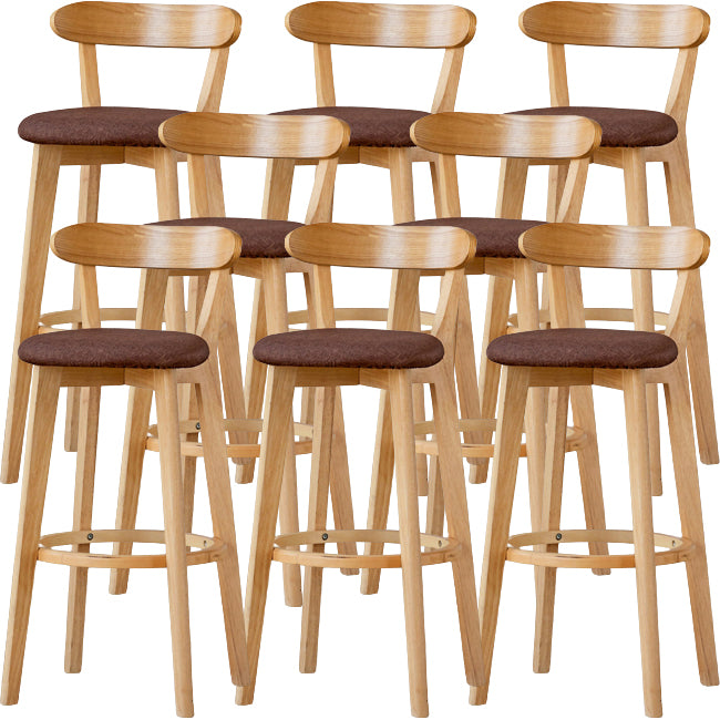 Scandinavian Wood Stool Fabric Upholstered Rectangle Seat Counter Stool in Matte Finish