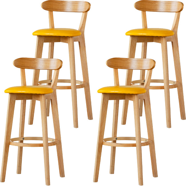 Scandinavian Wood Stool Fabric Upholstered Rectangle Seat Counter Stool in Matte Finish