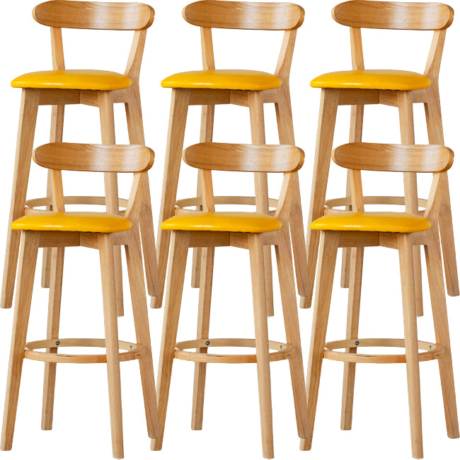 Scandinavian Wood Stool Fabric Upholstered Rectangle Seat Counter Stool in Matte Finish