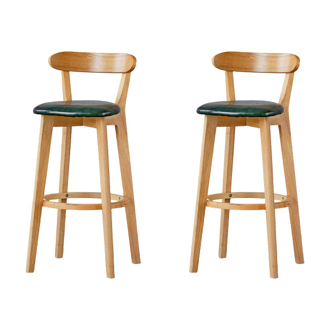 Scandinavian Wood Stool Fabric Upholstered Rectangle Seat Counter Stool in Matte Finish