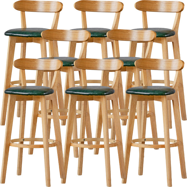 Scandinavian Wood Stool Fabric Upholstered Rectangle Seat Counter Stool in Matte Finish