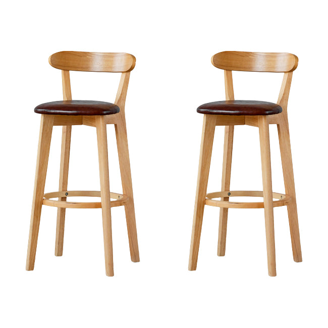 Scandinavian Wood Stool Fabric Upholstered Rectangle Seat Counter Stool in Matte Finish