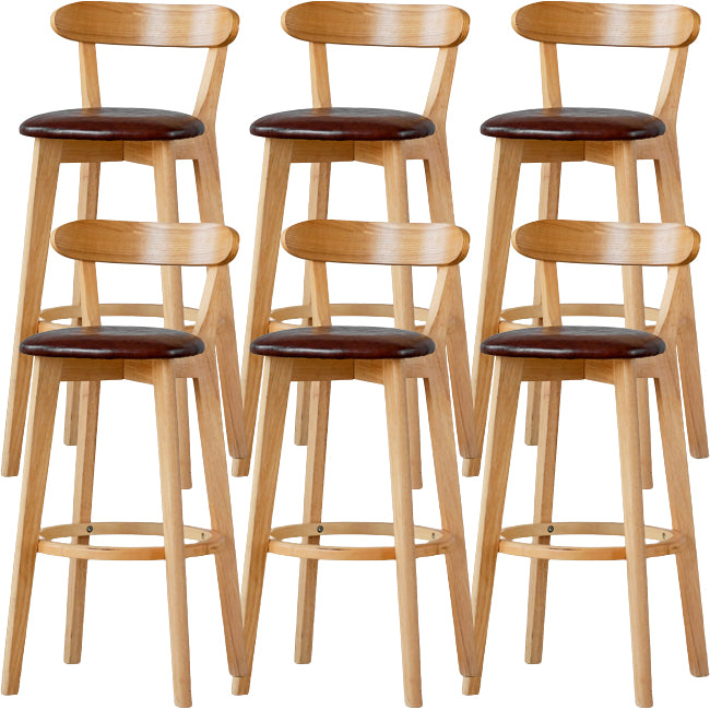 Scandinavian Wood Stool Fabric Upholstered Rectangle Seat Counter Stool in Matte Finish