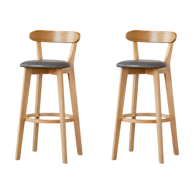 Scandinavian Wood Stool Fabric Upholstered Rectangle Seat Counter Stool in Matte Finish