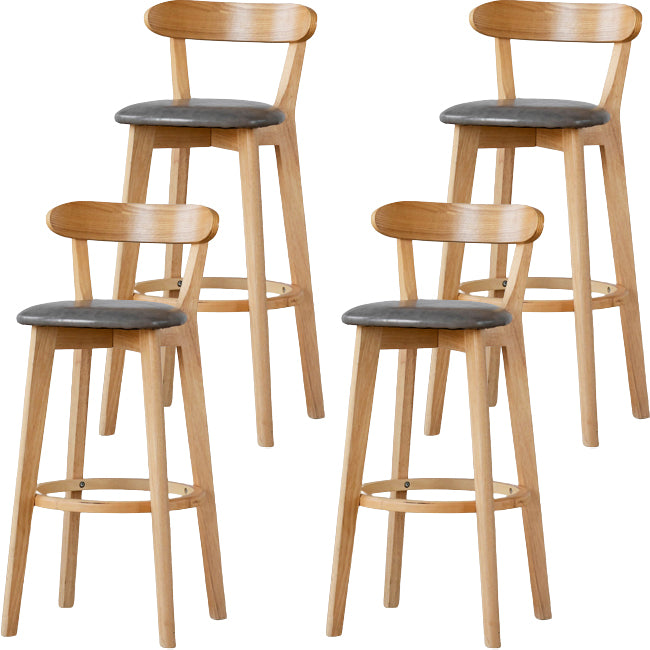 Scandinavian Wood Stool Fabric Upholstered Rectangle Seat Counter Stool in Matte Finish