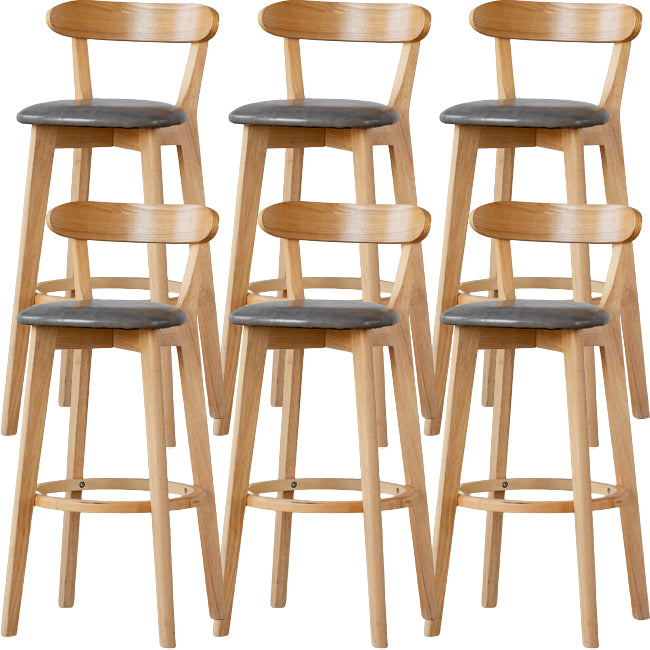 Scandinavian Wood Stool Fabric Upholstered Rectangle Seat Counter Stool in Matte Finish