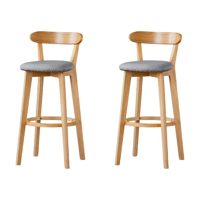 Scandinavian Wood Stool Fabric Upholstered Rectangle Seat Counter Stool in Matte Finish