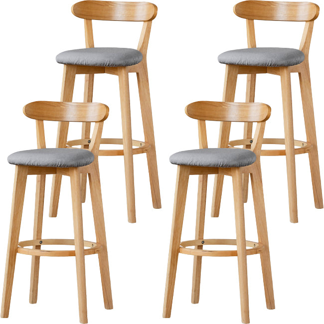 Scandinavian Wood Stool Fabric Upholstered Rectangle Seat Counter Stool in Matte Finish