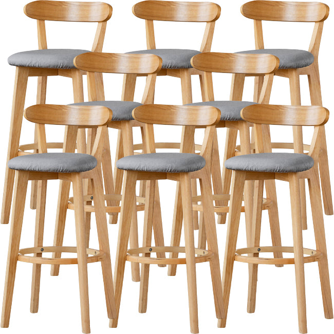 Scandinavian Wood Stool Fabric Upholstered Rectangle Seat Counter Stool in Matte Finish