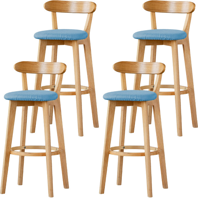 Scandinavian Wood Stool Fabric Upholstered Rectangle Seat Counter Stool in Matte Finish